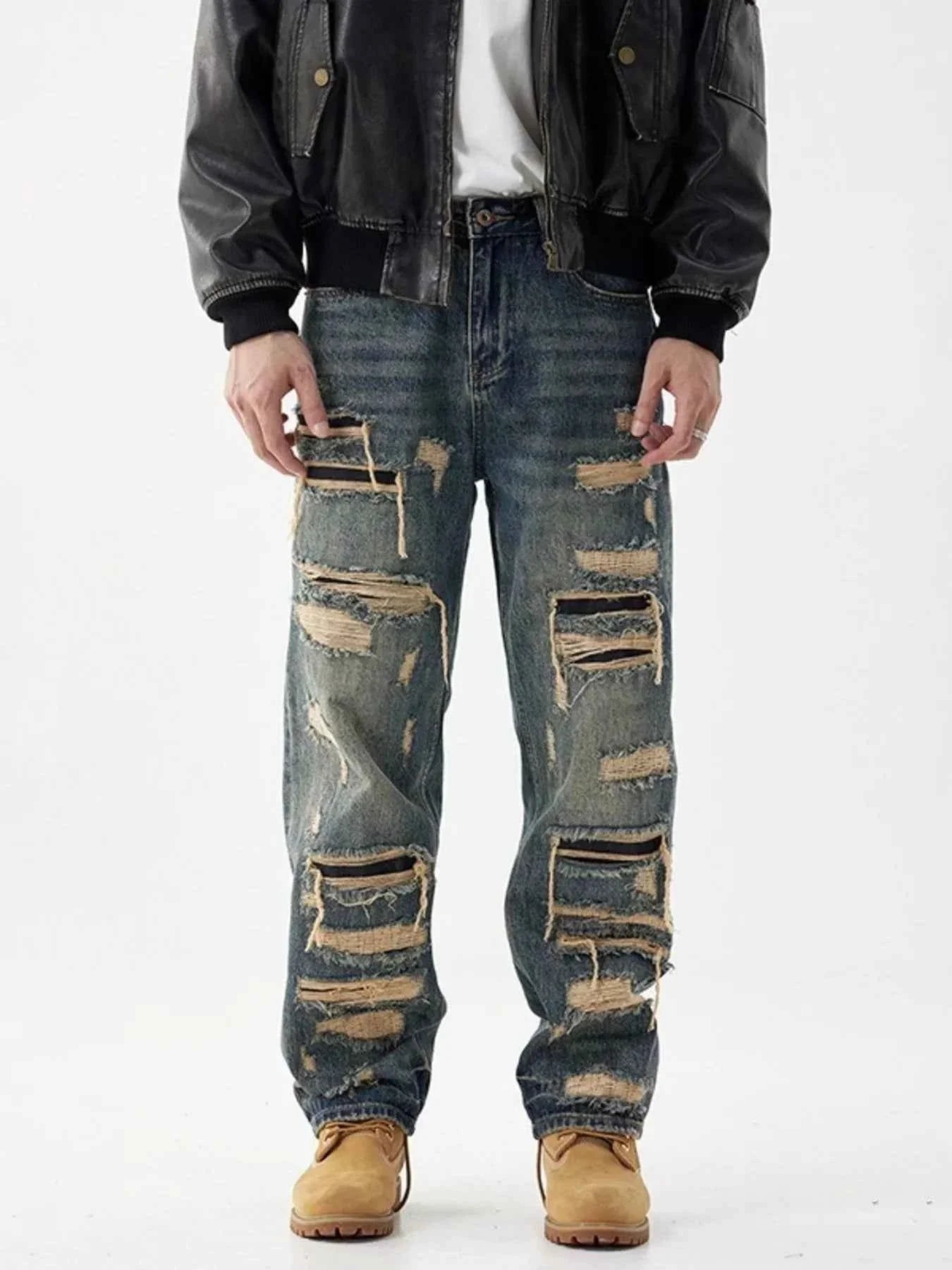 Men's Distressed Wide Leg Jeans