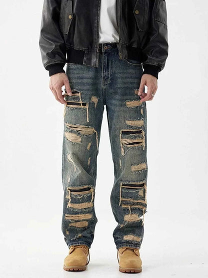 Men's Distressed Wide Leg Jeans
