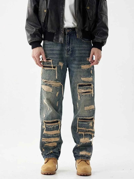 Men's Distressed Wide Leg Jeans