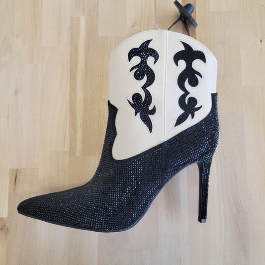 INC Shoe Size 9 Black & Cream  Western Bling Bootie NWT