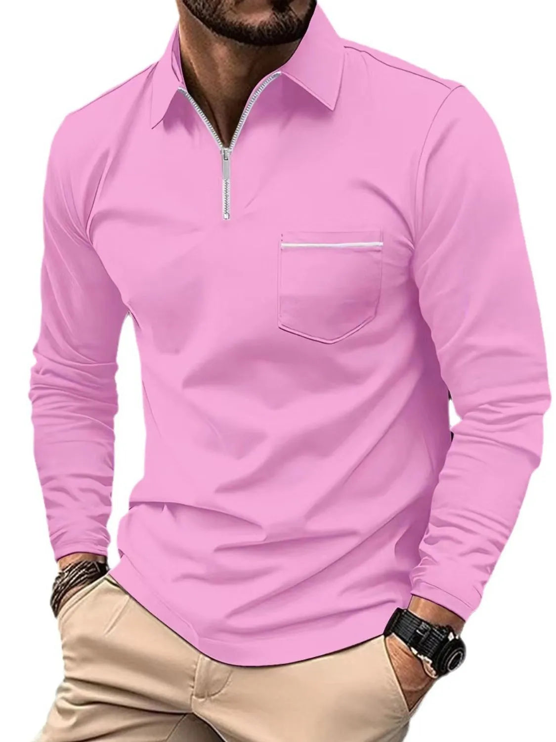 Miami Men's Long Sleeve Polo Plus Size
