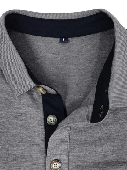 Men's Full Size Long Sleeve Pocket Polo Shirt Plus Size