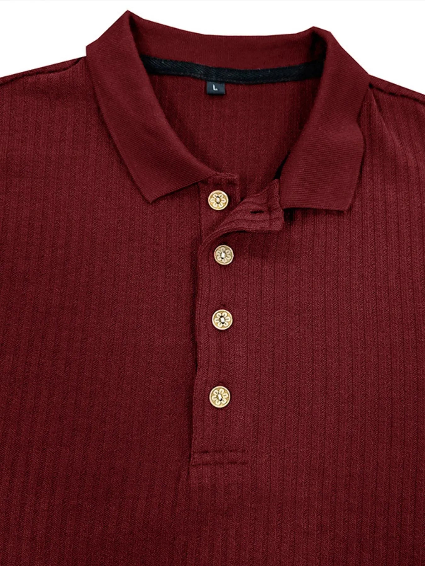 Men's Ribbed Knit Long Sleeve Polo