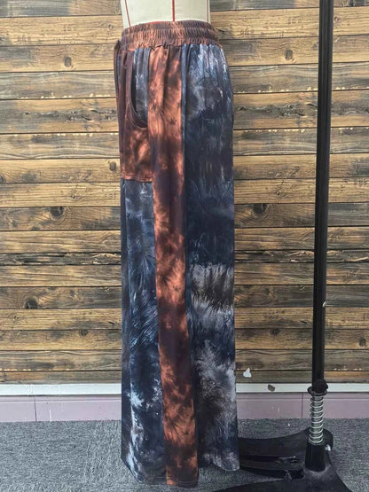 Full Size Tie-Dye Wide Leg Casual Pants Plus Size