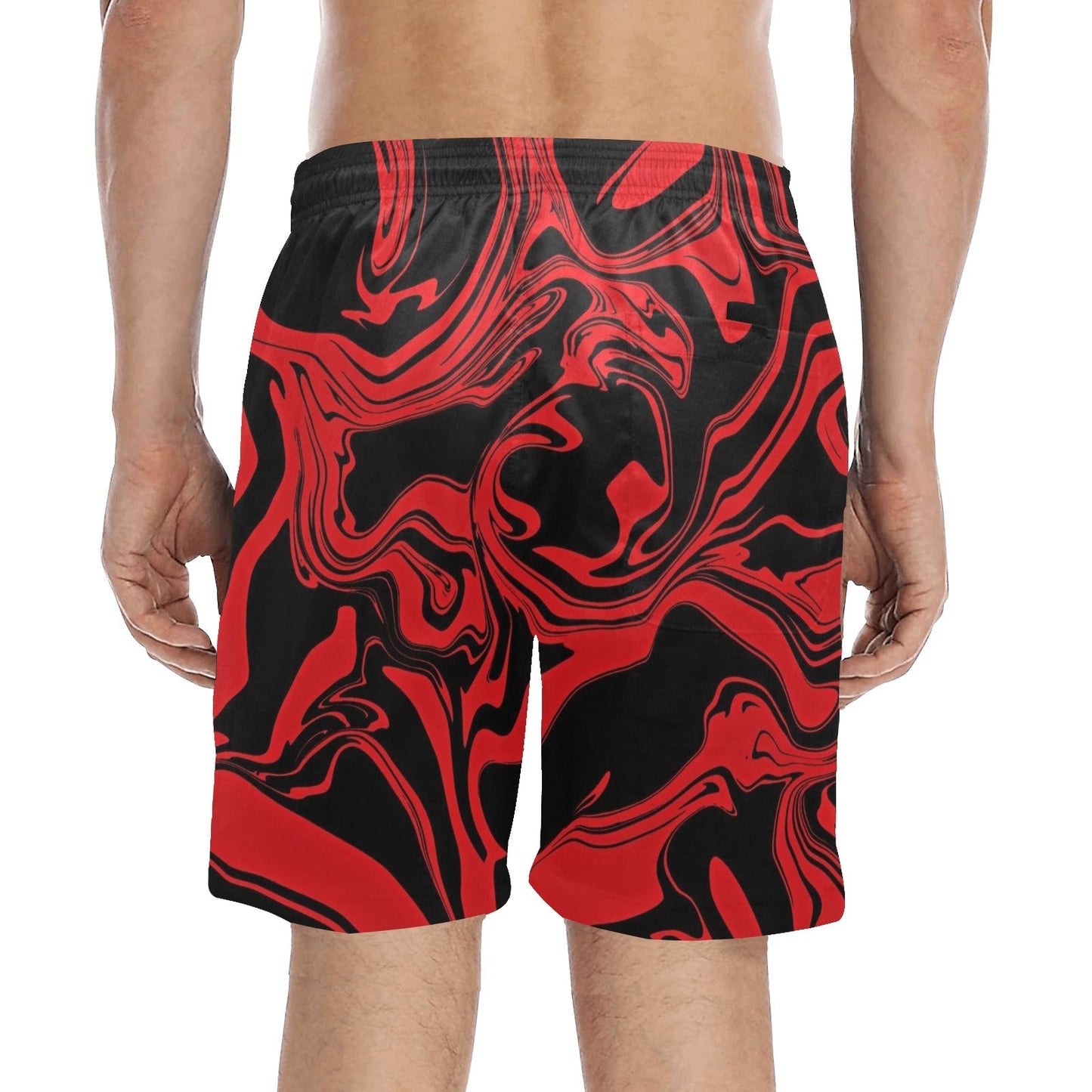 Red and Black Slime Oil Spill Swim Shorts