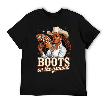 Boots On Ground Juneteenth Cowgirl Western Rodeo Black Women Odor-resistant T-Shirt
