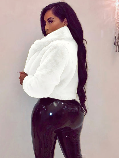 舒適別緻的人造毛領開襟衫外套