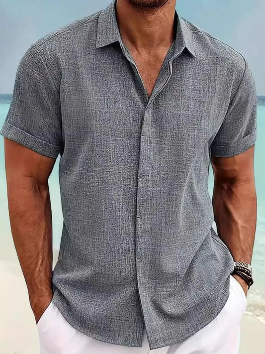 Men's Full Size Collared Neck Short Sleeve Shirt Plus Size