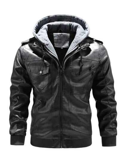 Men's Full Size Zip Up Drawstring Hooded Jacket Plus Size