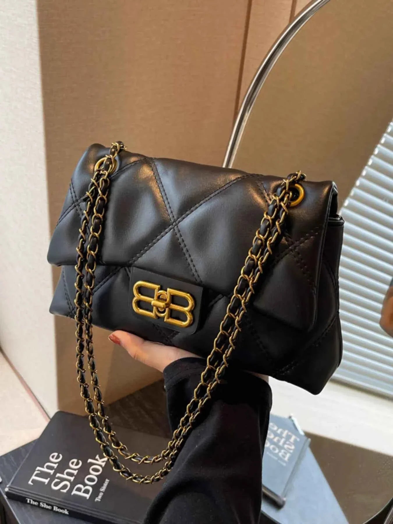 Quilted Flap Chain Crossbody Bag