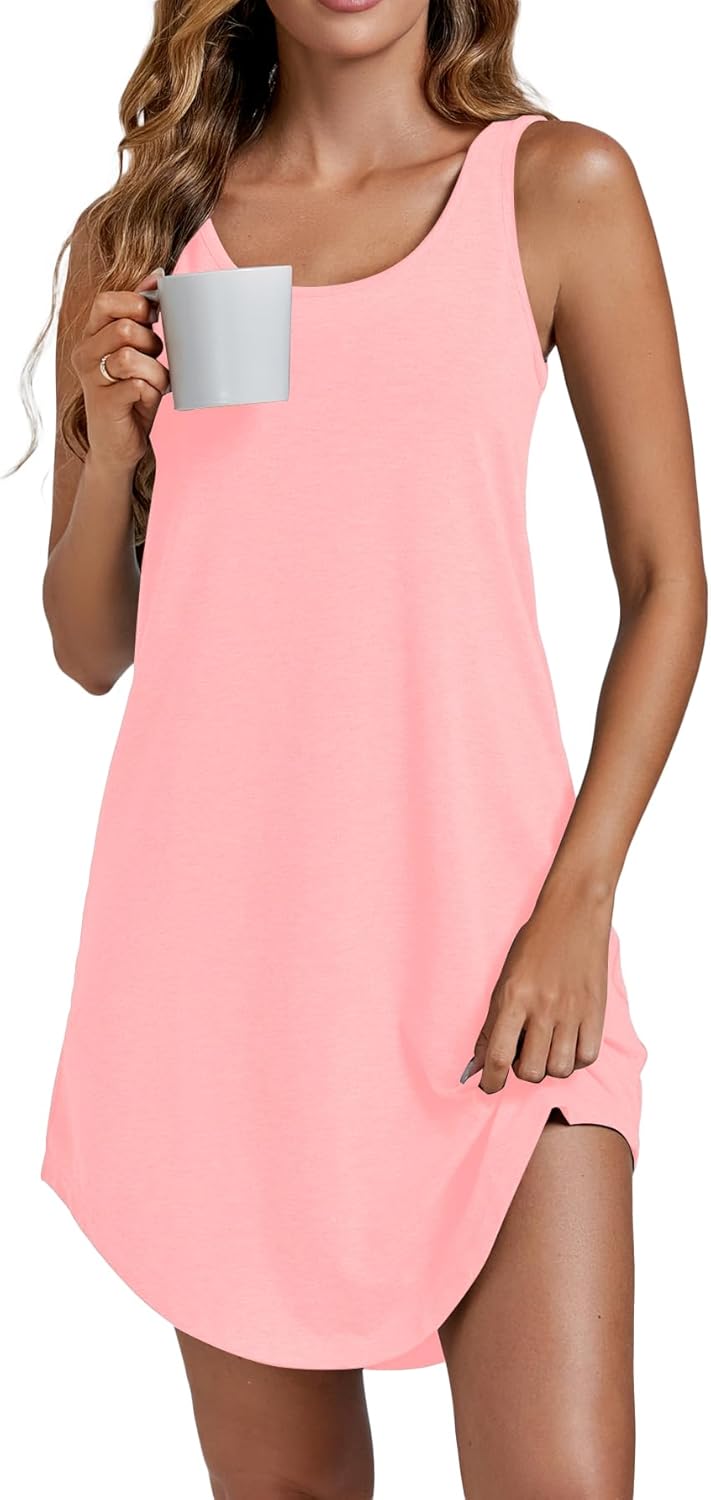 Camisón de tirantes Vrtige para mujer, sin mangas, con escote redondo y combinación completa