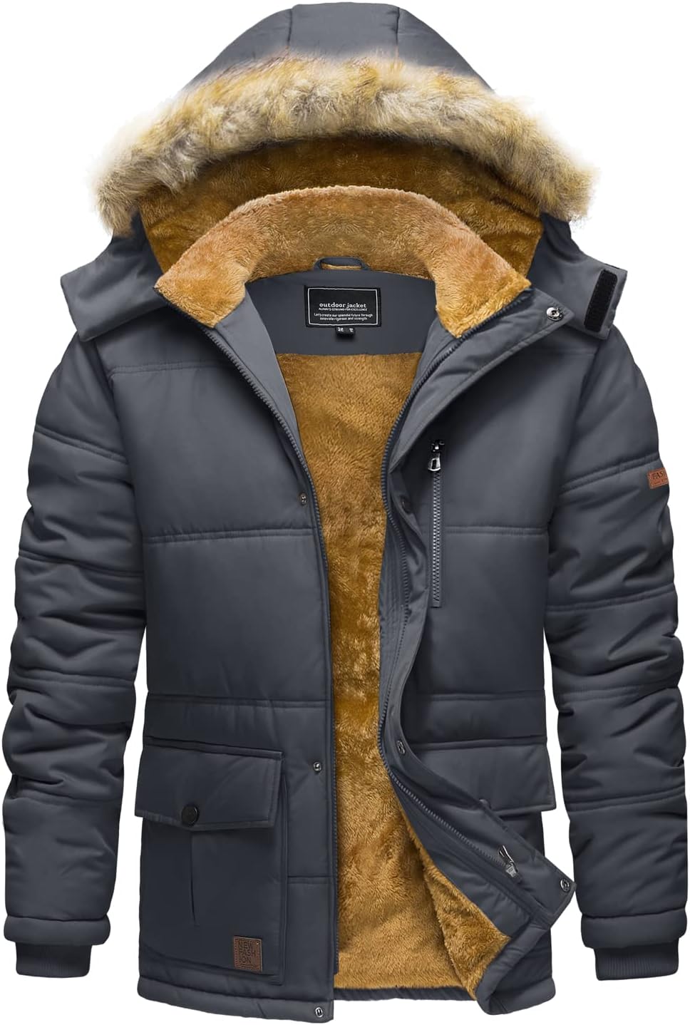 Chaqueta de invierno para hombre con capucha, impermeable, resistente al viento, gruesa, parka, abrigo de invierno