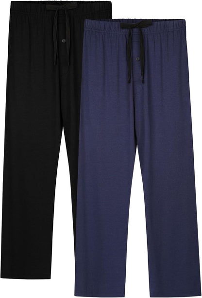 Pantalones de pijama BAMBOO COOL para hombre, suaves y cómodos, con bolsillos, paquete de 2