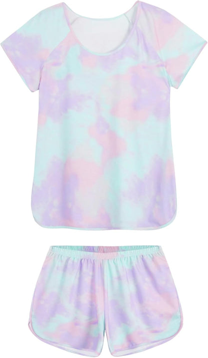 Hilinker 女士性感睡衣套裝，褶皺蕾絲吊帶背心和短褲，夏季可愛睡衣兩件套