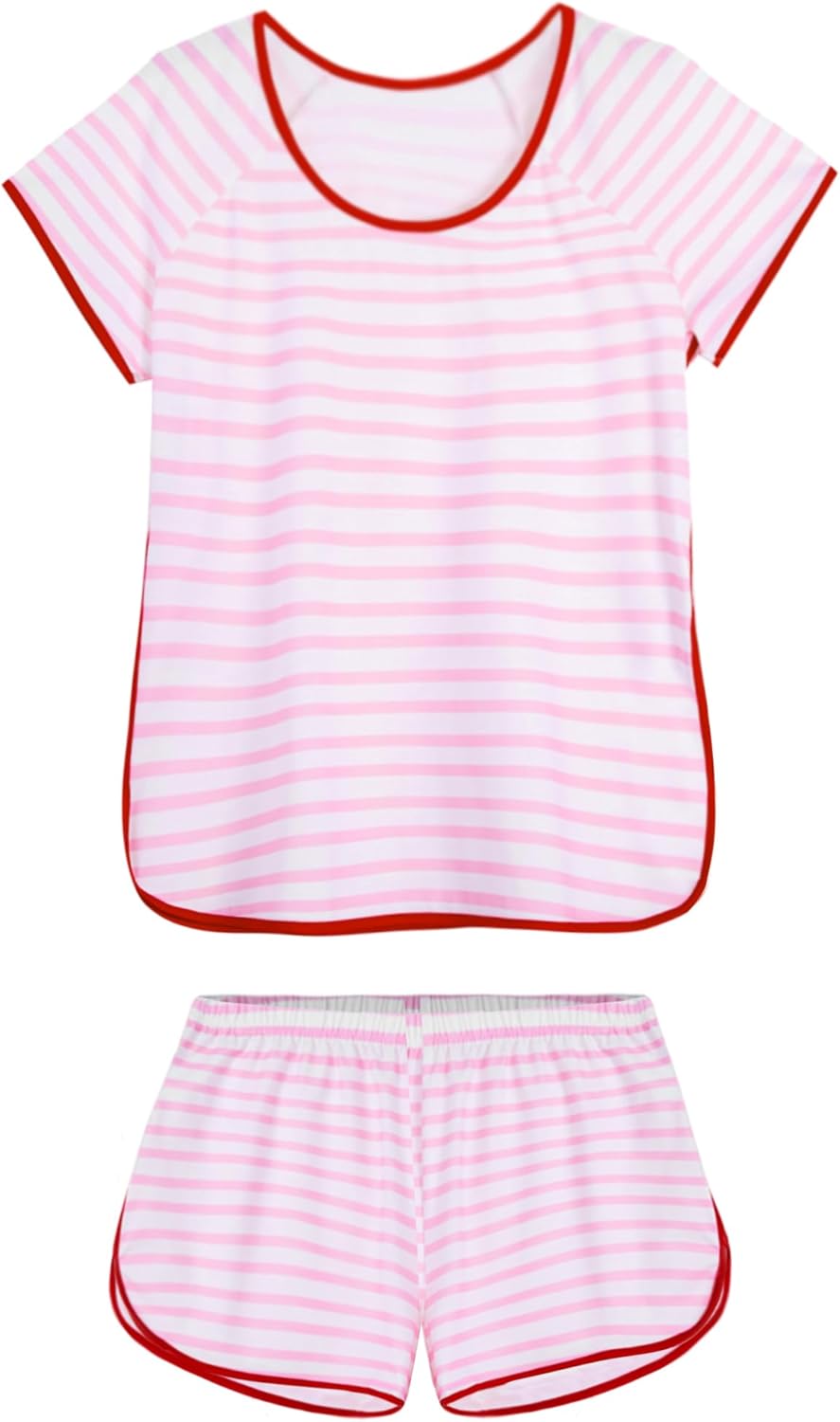 Hilinker 女士性感睡衣套裝，褶皺蕾絲吊帶背心和短褲，夏季可愛睡衣兩件套