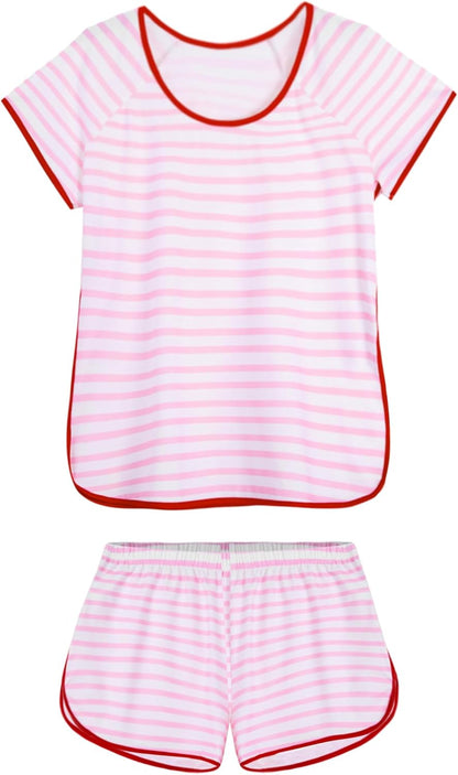 Hilinker 女士性感睡衣套裝，褶皺蕾絲吊帶背心和短褲，夏季可愛睡衣兩件套