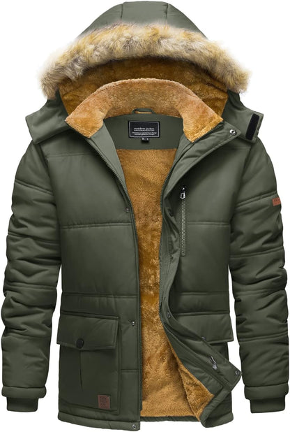 Chaqueta de invierno para hombre con capucha, impermeable, resistente al viento, gruesa, parka, abrigo de invierno