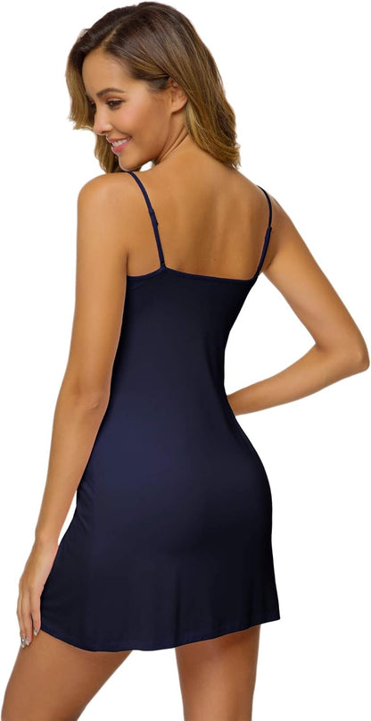 Vestido lencero WiWi para mujer, de viscosa de bambú, con tirantes finos, lencería sexy, camisón de dormir de talla grande S-4X