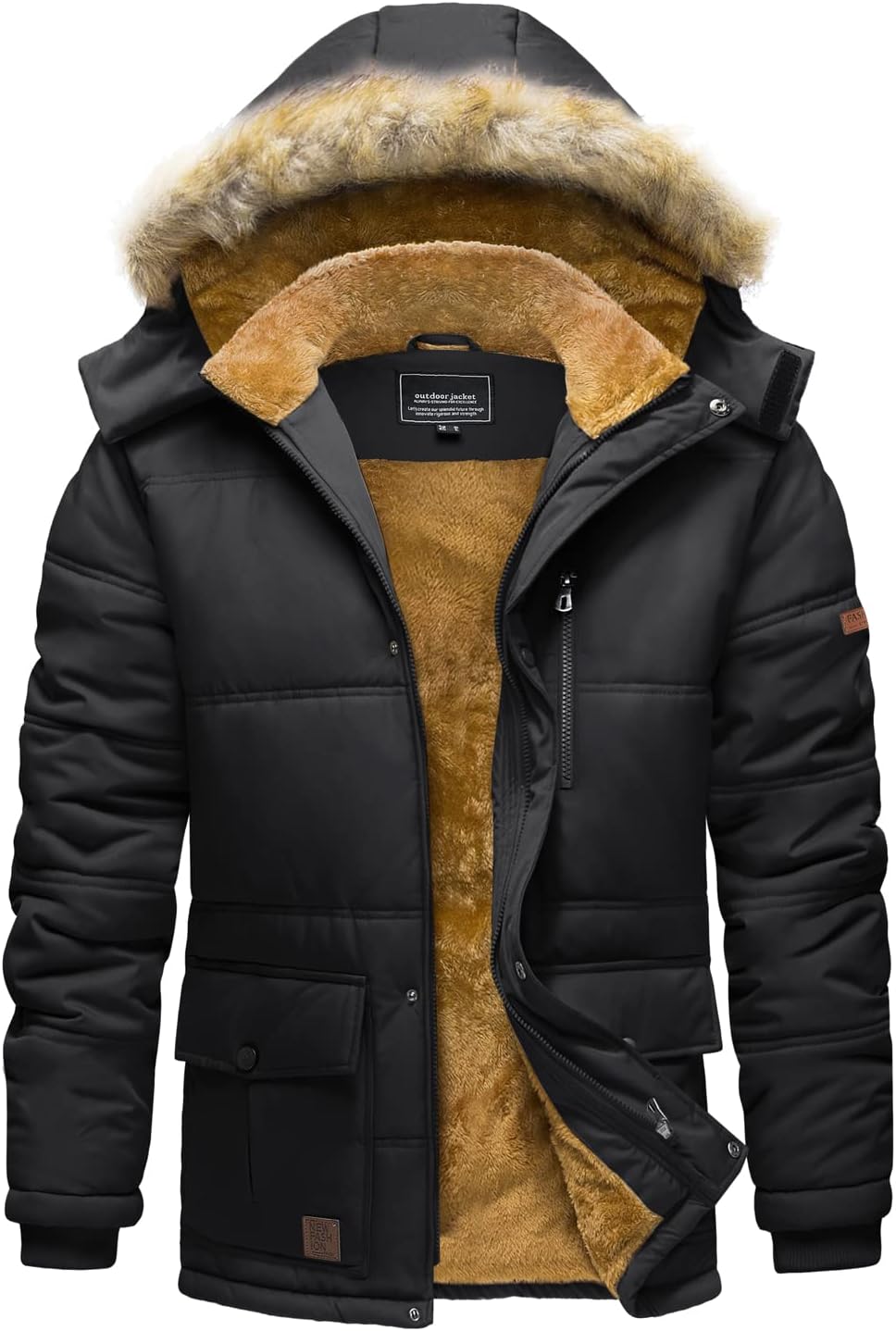 Chaqueta de invierno para hombre con capucha, impermeable, resistente al viento, gruesa, parka, abrigo de invierno
