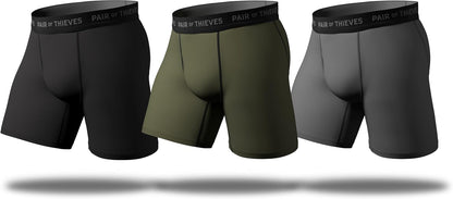 Thieves 男士長款平角內褲（多條裝）－柔軟透氣速乾，四向彈性－多條裝
