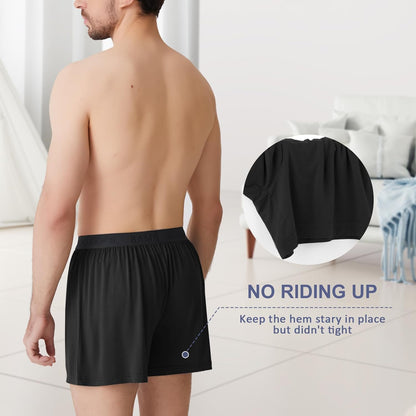 竹纖維清涼男平口內褲，柔軟舒適透氣針織平口內褲（3條裝或5條裝）