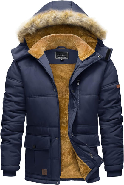 Chaqueta de invierno para hombre con capucha, impermeable, resistente al viento, gruesa, parka, abrigo de invierno