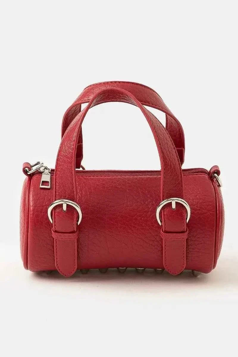 Fame Faux Leather Buckle Strap : Cylinder Hand Bag