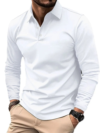 Men's Collared Neck Long Sleeve Polo Plus Size