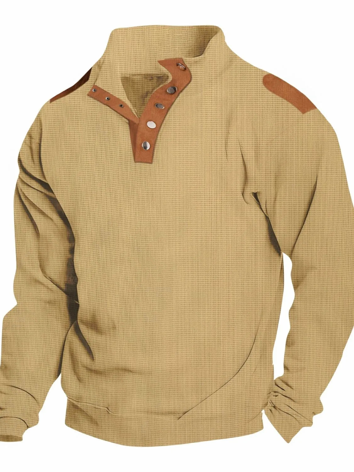 Men's Full Size Quarter Snap Long Sleeve Top Plus Size