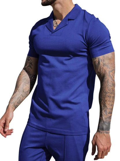 Men's Plus Size Short Sleeve Top and Shorts Set