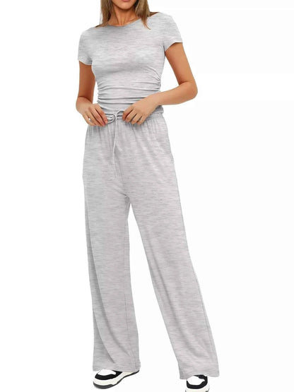 Round Neck Short Sleeve T-Shirt and Pants Set