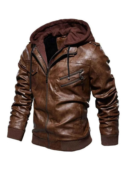 Men's Full Size Zip Up Drawstring Hooded Jacket Plus Size