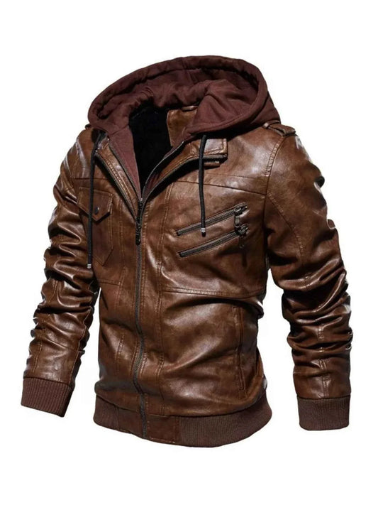 Men's Full Size Zip Up Drawstring Hooded Jacket Plus Size