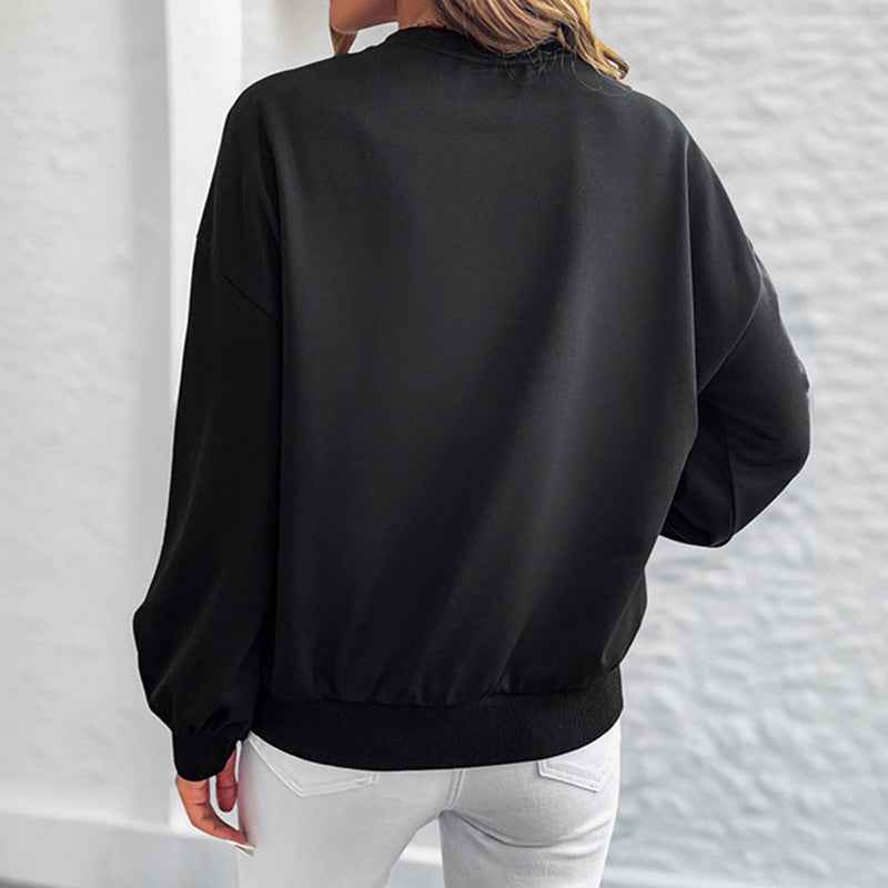 Love printed loose round neck long sleeved sweatshirt