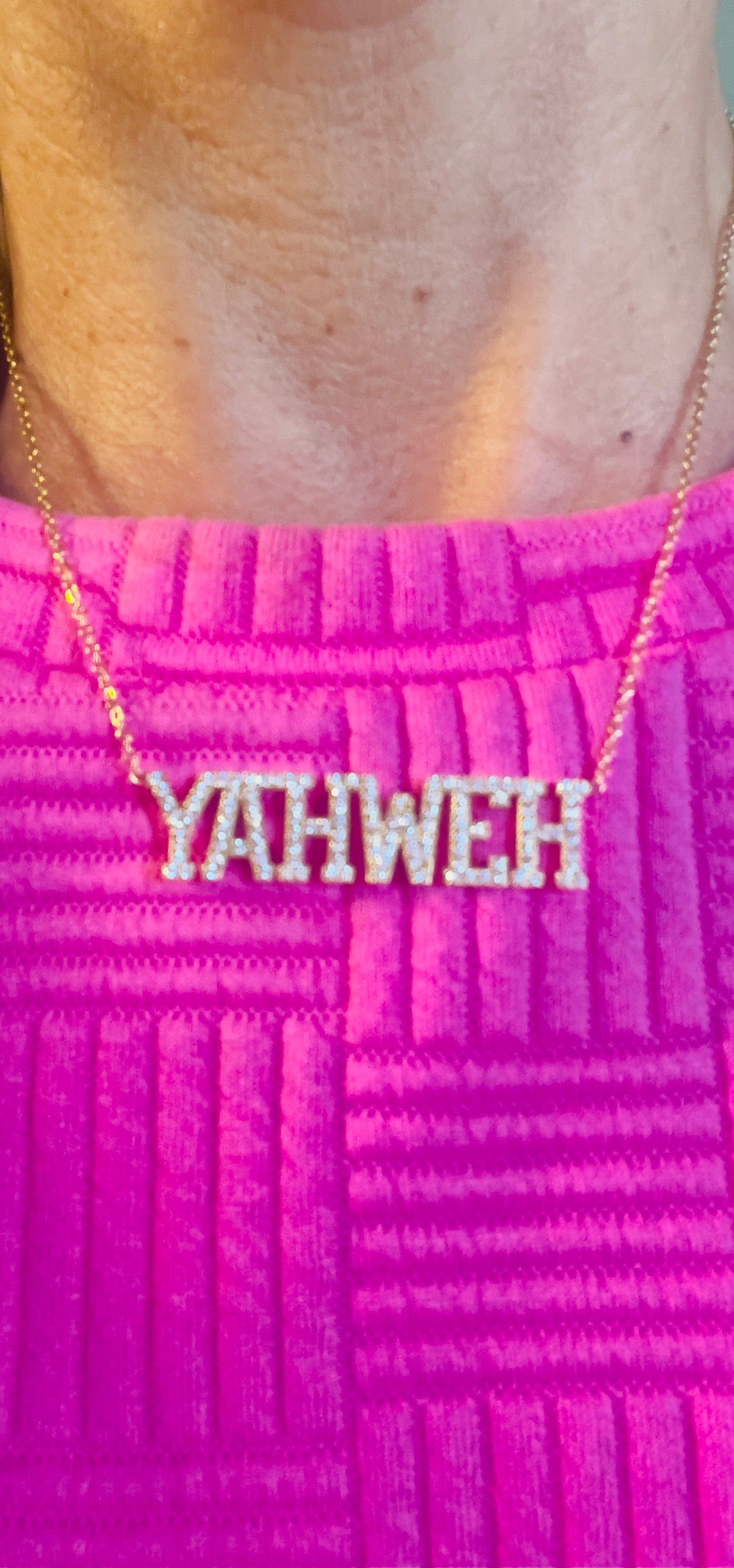 YAHWEH Cubic Zirconia 18k necklace