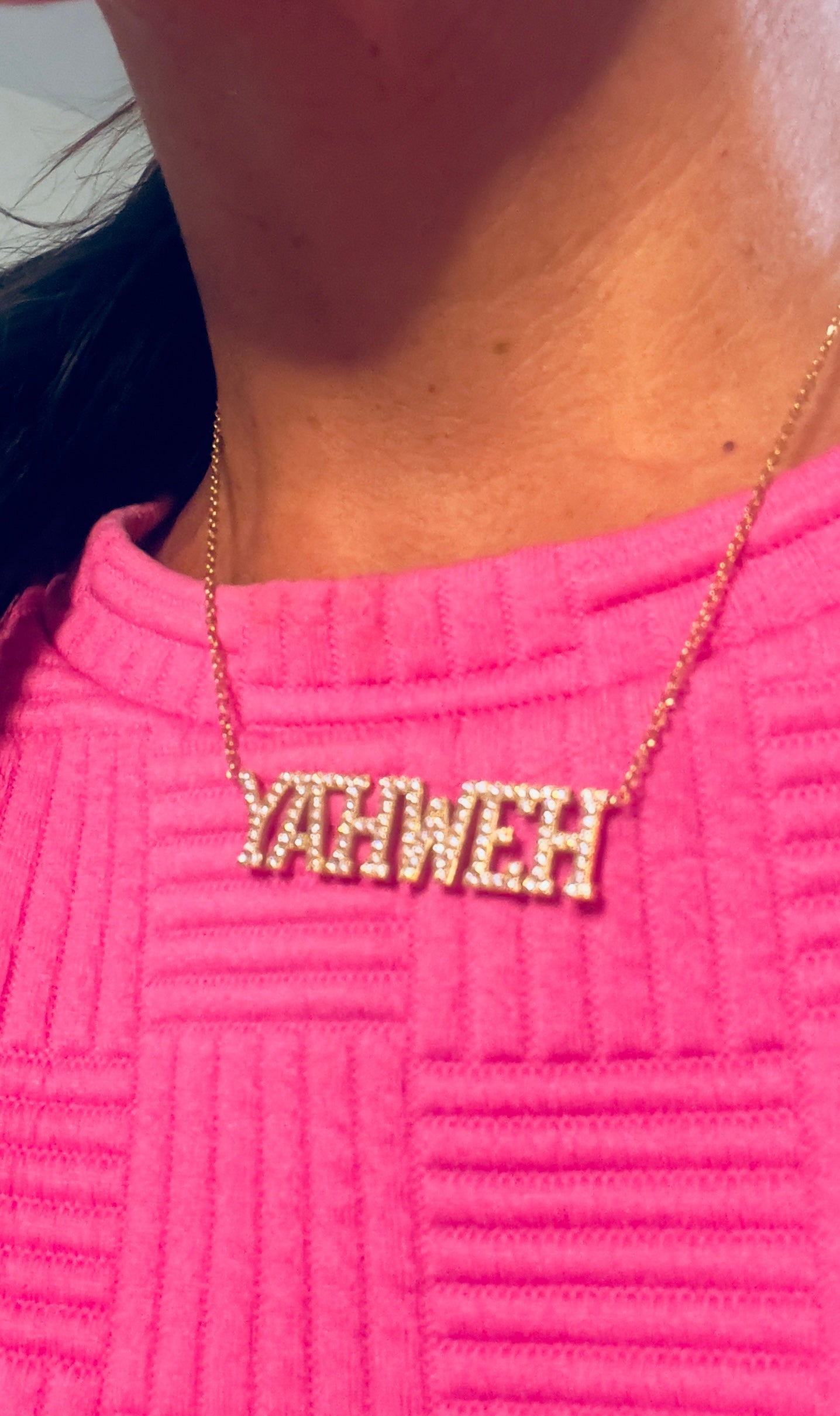 YAHWEH Cubic Zirconia 18k necklace