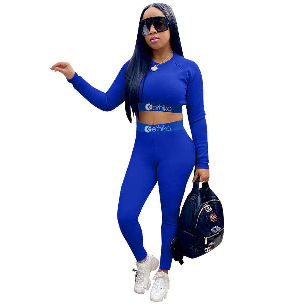 Conjunto deportivo de dos piezas para mujer con estampado de letras