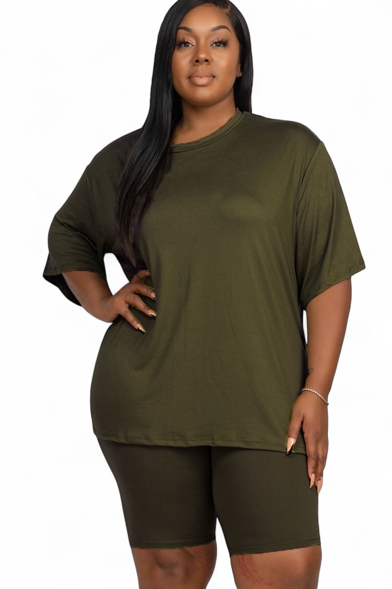 Curvy Loose Fit Top & Bike Shorts Set  {BTP3021X}
