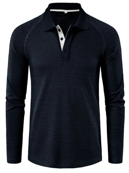 Men's Long Sleeve Textured Polo