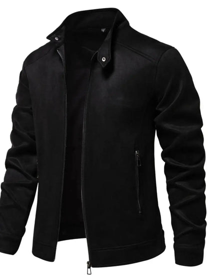 Men's Zip Up Long Sleeve Biker Jacket