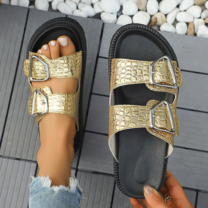 Double Buckle Platform women Sandals