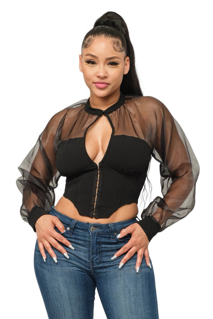 Front Hook and Eyelet Front Keyhole Button Top