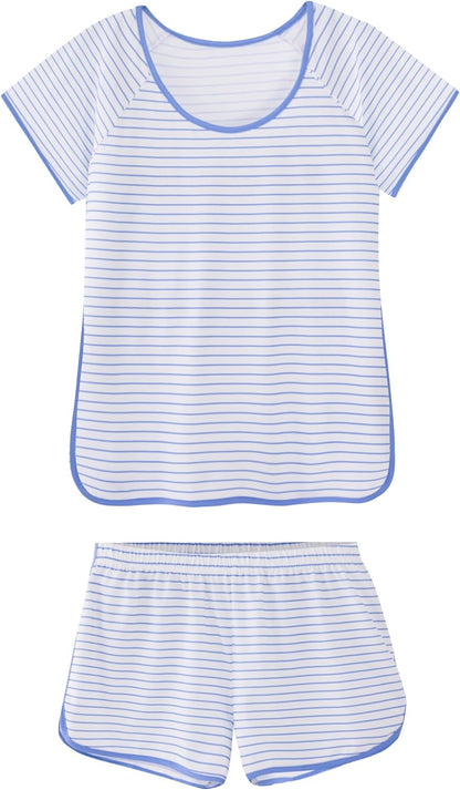 Hilinker 女士性感睡衣套裝，褶皺蕾絲吊帶背心和短褲，夏季可愛睡衣兩件套