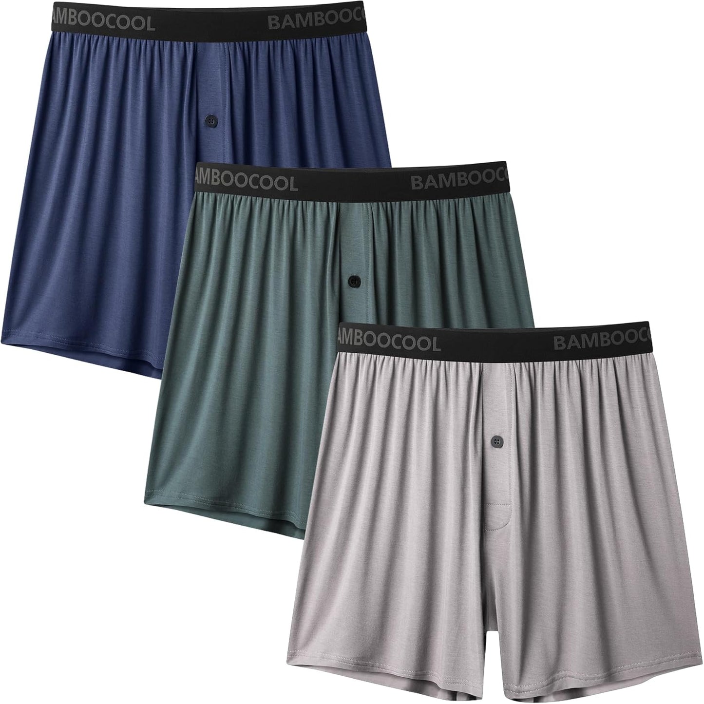 竹纖維清涼男平口內褲，柔軟舒適透氣針織平口內褲（3條裝或5條裝）