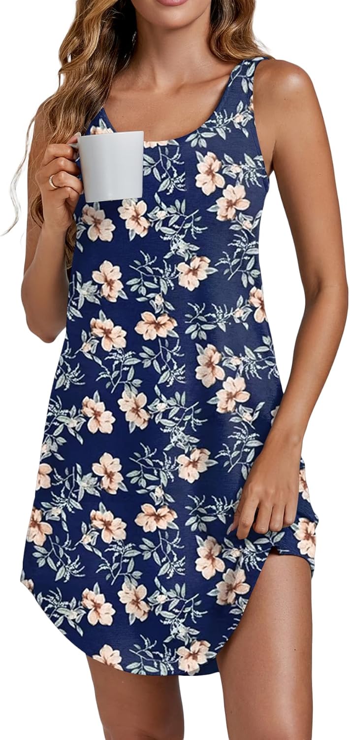 Camisón de tirantes Vrtige para mujer, sin mangas, con escote redondo y combinación completa