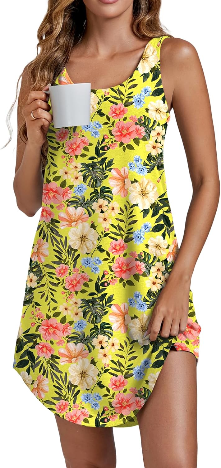 Camisón de tirantes Vrtige para mujer, sin mangas, con escote redondo y combinación completa