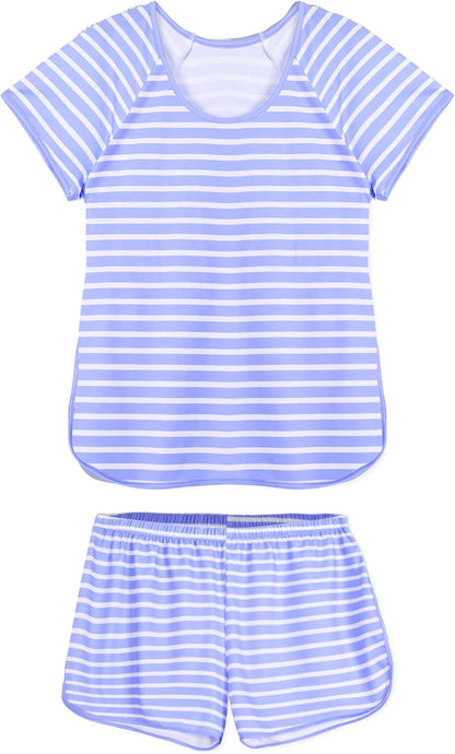 Hilinker 女士性感睡衣套裝，褶皺蕾絲吊帶背心和短褲，夏季可愛睡衣兩件套