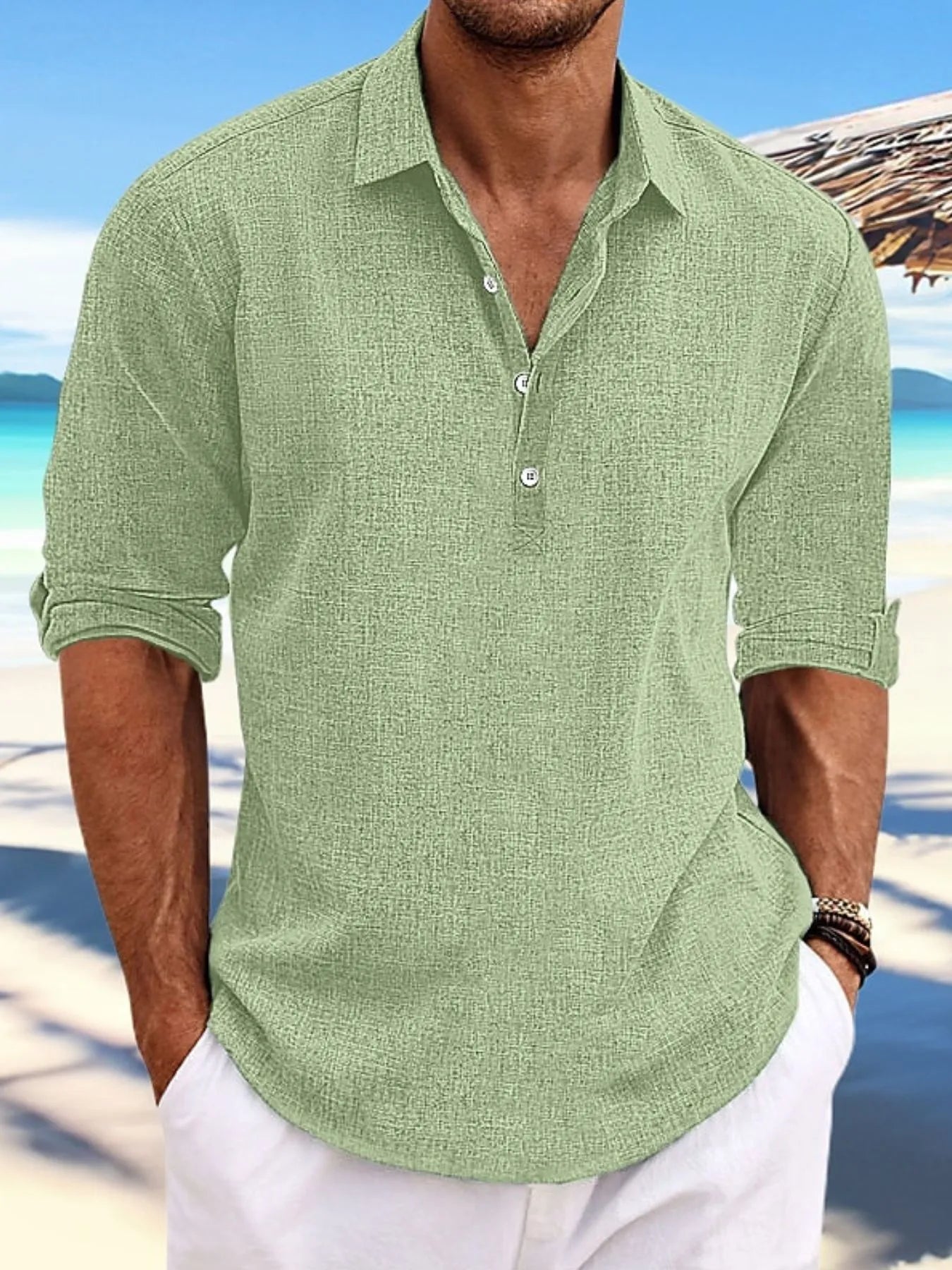Men's Full Size Long Sleeve Henley Shirt Plus Size