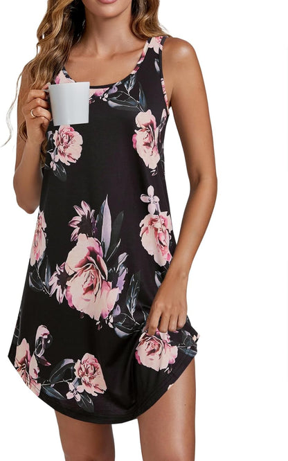 Camisón de tirantes Vrtige para mujer, sin mangas, con escote redondo y combinación completa