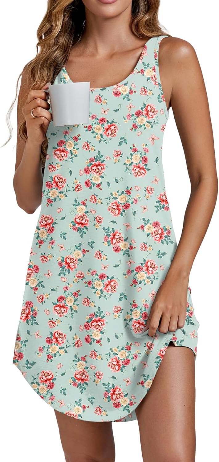 Camisón de tirantes Vrtige para mujer, sin mangas, con escote redondo y combinación completa